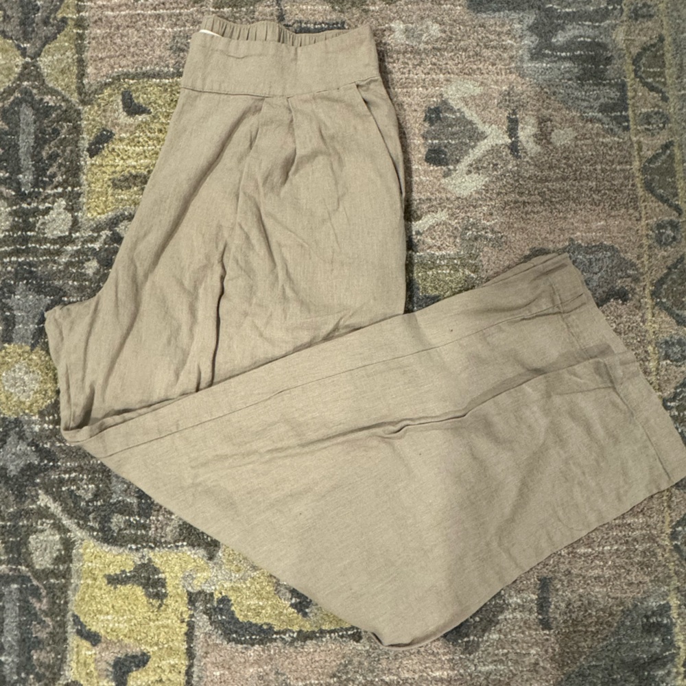 Linen wide leg trouser